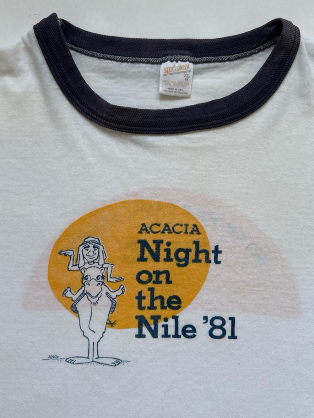 Vintage single stitch ringer tshirt 1981 Nile river souvenir tee